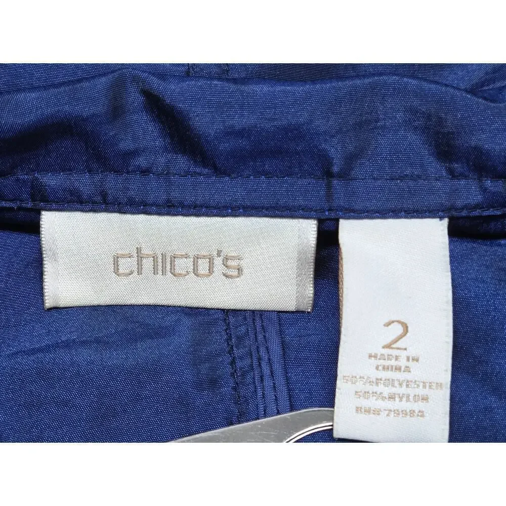 Chico’s Blue Iridescent Short Jacket w/ Pockets Size 2 (M/L)
